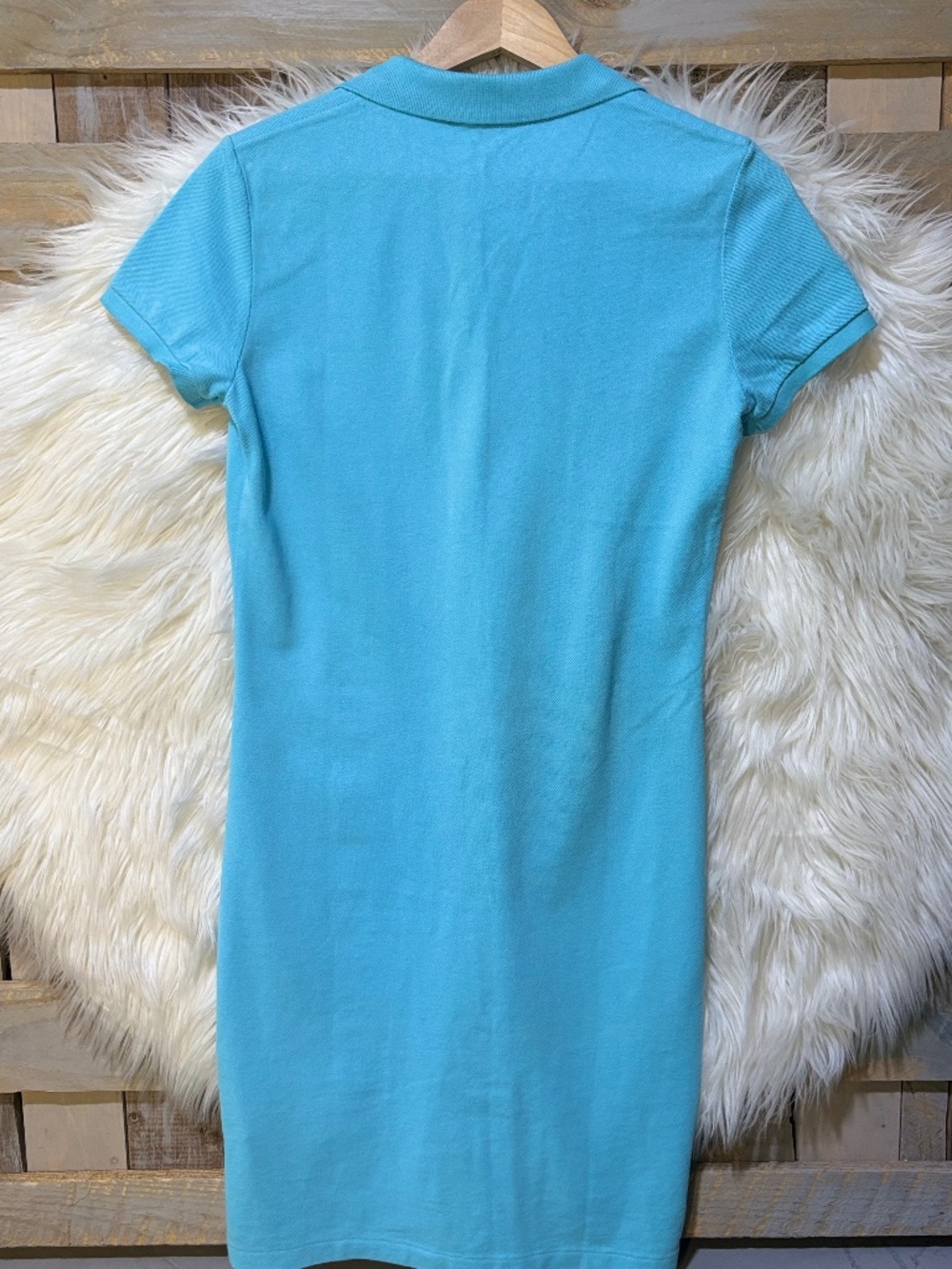 100% Cotton [Ralph Lauren] Turquoise Blue Embroidered Polo Midi Dress | Small - Picture 2 of 12